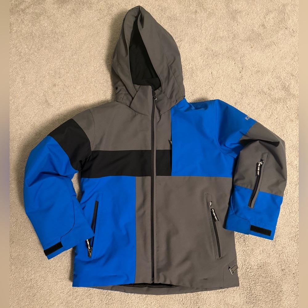 EUC Karbon Ski Jacket Size 10 Blue Grey Black